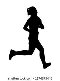 Female runner silhouette vector on white. Healthy concept.