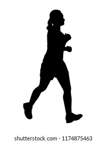 Female runner silhouette vector on white. Healthy concept.