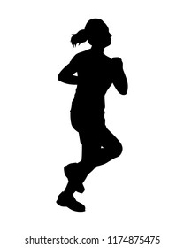 Female runner silhouette vector on white. Healthy concept.