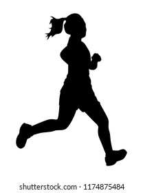 Female runner silhouette vector on white. Healthy concept.