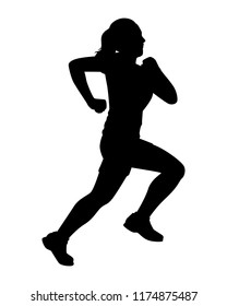 Female runner silhouette vector on white. Healthy concept.