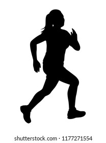 Female runner silhouette vector on white. Healthy concept.