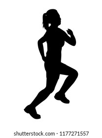Female runner silhouette vector on white. Healthy concept.