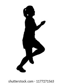 Female runner silhouette vector on white. Healthy concept.