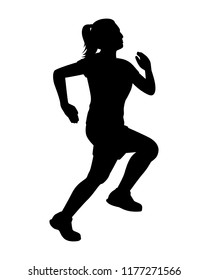 Female runner silhouette vector on white. Healthy concept.