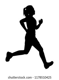 Female runner silhouette vector on white. Healthy concept.