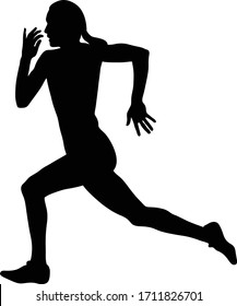 female runner sprinter run black silhouette