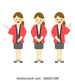 Female salesclerk wearing japanese special outer wear, happi� / Vector EPS 10 illustration