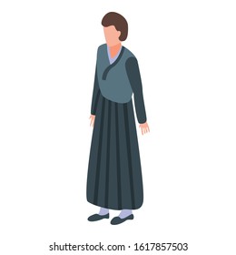 Female samurai icon. Isometric of female samurai vector icon for web design isolated on white background