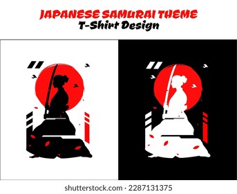 female samurai, silhouette japan samurai vector for design t shirt concept, silhouette samurai, Japanese t-shirt design, silhouette for a Japanese theme