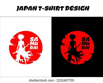 female samurai vector for design t shirt concept, urban samurai, silhouette samurai, Japanese t-shirt design, Japanese theme design, Samurai Vector Illustration