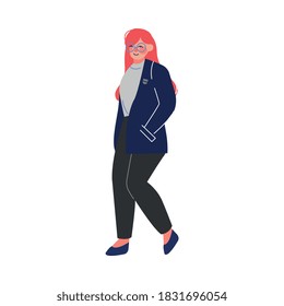 Female School Student, Cheerful Teenage Girl Character Vector Illustration