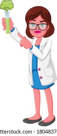 Female scientist cartoon vector art and illustration