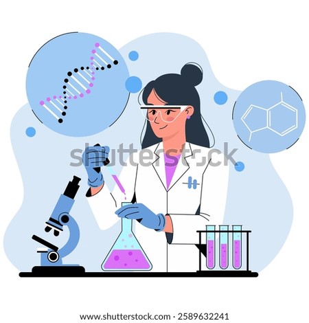 Female scientist doing scientific experiment in a laboratory room