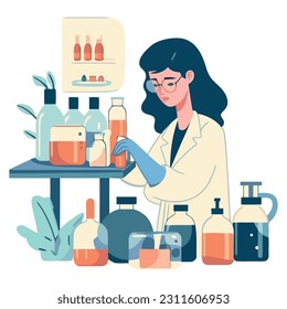 Female scientist in lab coat medicine isolated