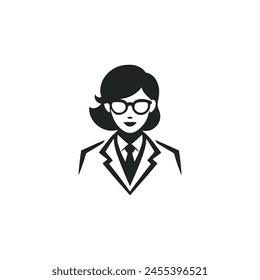 female scientist profile logo vector illustration template design