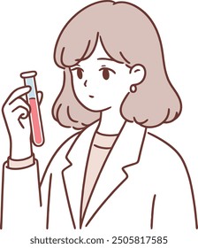 Female scientist with test tube illustration