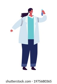 female scientist with tube test character