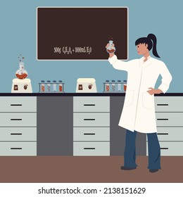 Female Scientist Working At Her Lab Bench