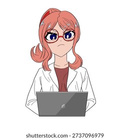 a female scientist working with laptop