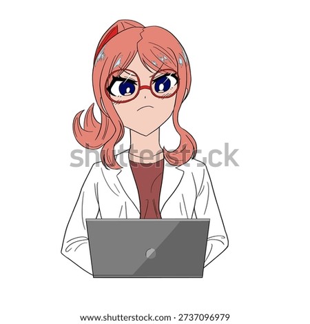 a female scientist working with laptop