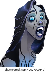 Female screaming vampire. Vector illustration.
