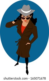 Female Secret Agent, Vector Cartoon Character