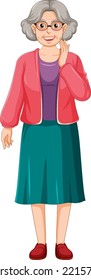 A female senior cartoon character illustration