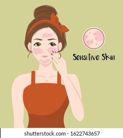 Female With Sensitive Skin Type Avatar Vector