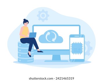 female server backup trending concept flat illustration