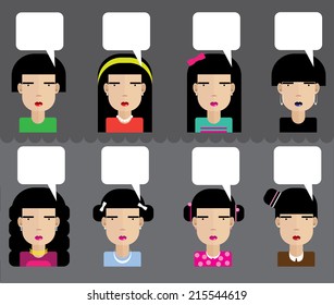 Female set with text places