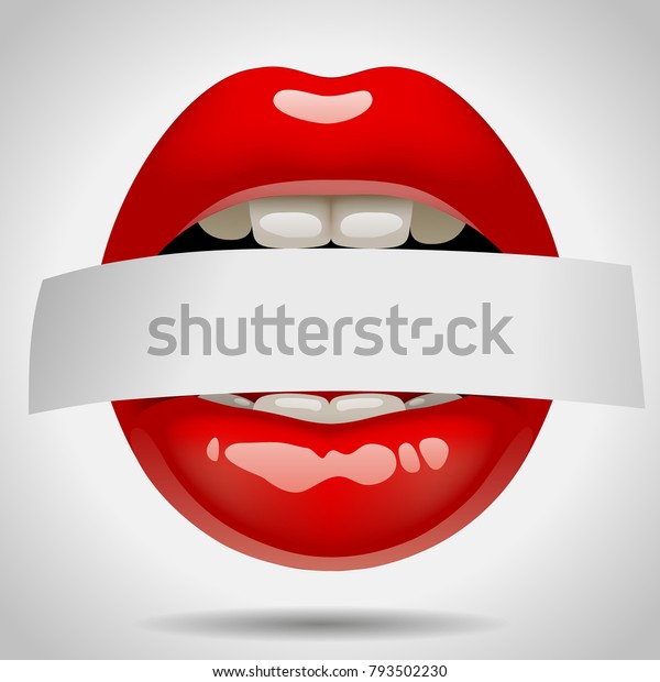 Female Sexy Gloss Red Lips Paper Stock Vector Royalty Free 793502230