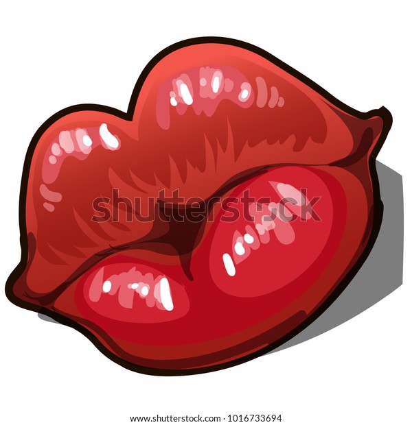 Female Sexy Red Lips Isolated On White Background Valentines Day Kiss