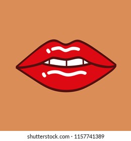 Female sexy red lips vector illustration EPS10