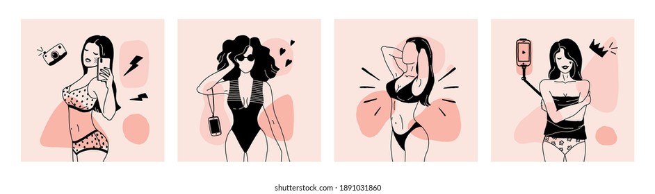 Female Shapes Poster Abstract Minimalist Woman Stock Vector Royalty Free 1891031860 Shutterstock 