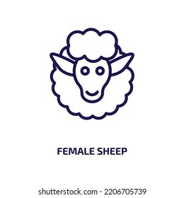 female sheep icon from animals collection. Thin linear female sheep, sheep, female outline icon isolated on white background. Line vector female sheep sign, symbol for web and mobile