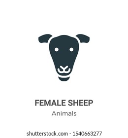 Female sheep vector icon on white background. Flat vector female sheep icon symbol sign from modern animals collection for mobile concept and web apps design.