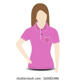 Female shirt template on the mannequin on white background