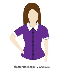 Female shirt template with short sleeves on the mannequin on white background