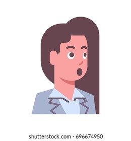 Female Shocked Emotion Icon Isolated Avatar Woman Facial Expression Concept Face Vector Illustration