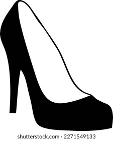 Female Shoe Black and White Illustration