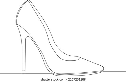 Female Shoe Drawing By One Continuous Stock Vector (Royalty Free ...