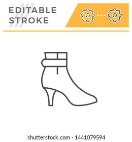 Female shoe editable stroke line outline icon