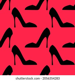 female shoes with heels. classic womens shoes seamless vector background in flat style. fashion look stylists