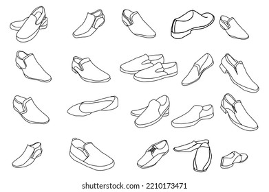 female shoes. Line. Vector sketch illustration