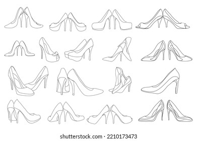 female shoes. Line. Vector sketch illustration