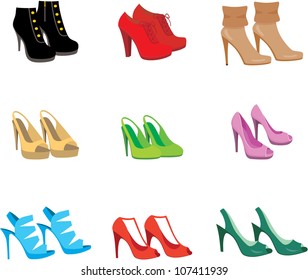 Female shoes set. vector