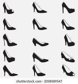 Female Shoes Silhouette Vector Design Template Stock Vector (Royalty ...