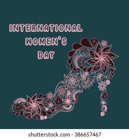 female shoes in vintage style of flowers, mother's day,