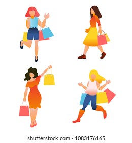 Female Shopping, Girls with shopping bag